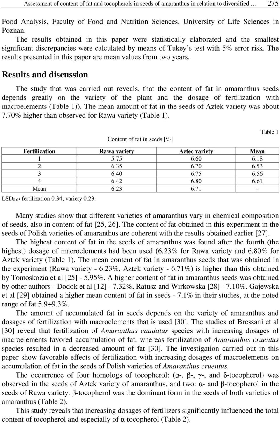The results presented in this paper are mean values from two years.
