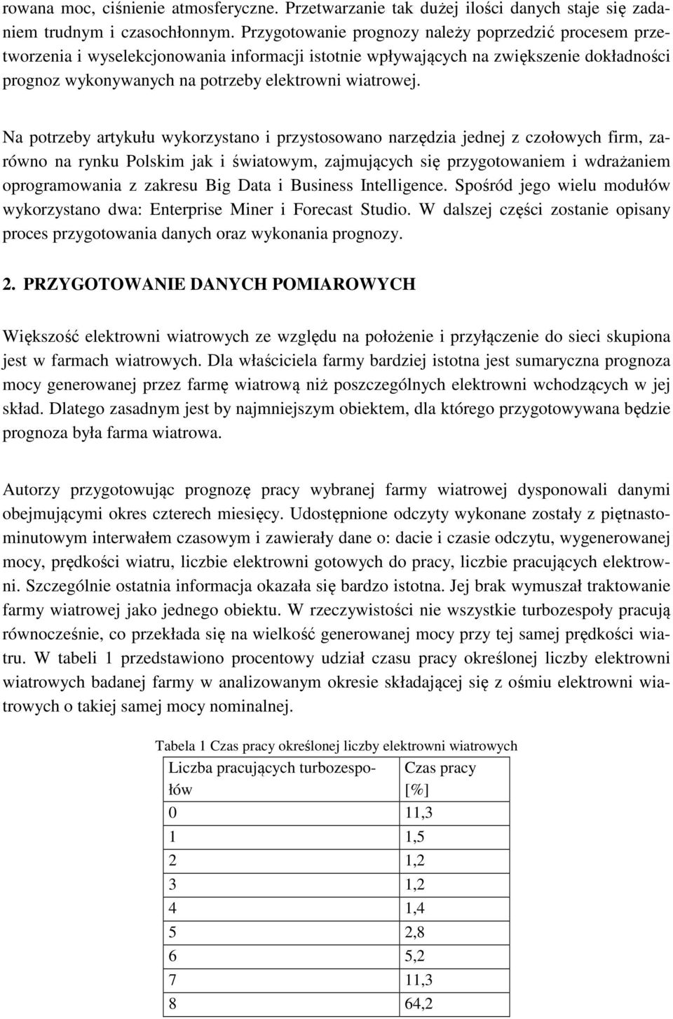 Na potrzeby artykułu wykorzystano i przystosowano narzędzia jednej z czołowych firm, zarówno na rynku Polskim jak i światowym, zajmujących się przygotowaniem i wdrażaniem oprogramowania z zakresu Big