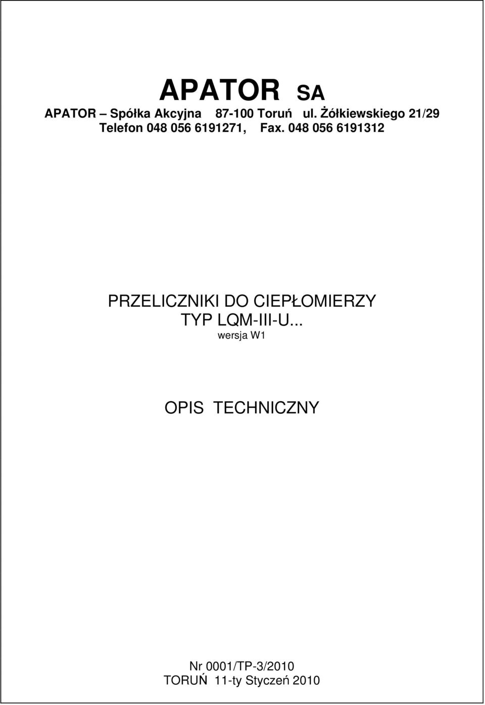 048 056 6191312 PRZELICZNIKI DO CIEPŁOMIERZY TYP