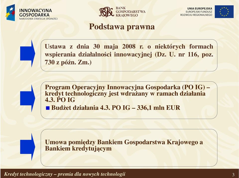 ) Program Operacyjny Innowacyjna Gospodarka (PO IG) kredyt technologiczny jest wdrażany w ramach