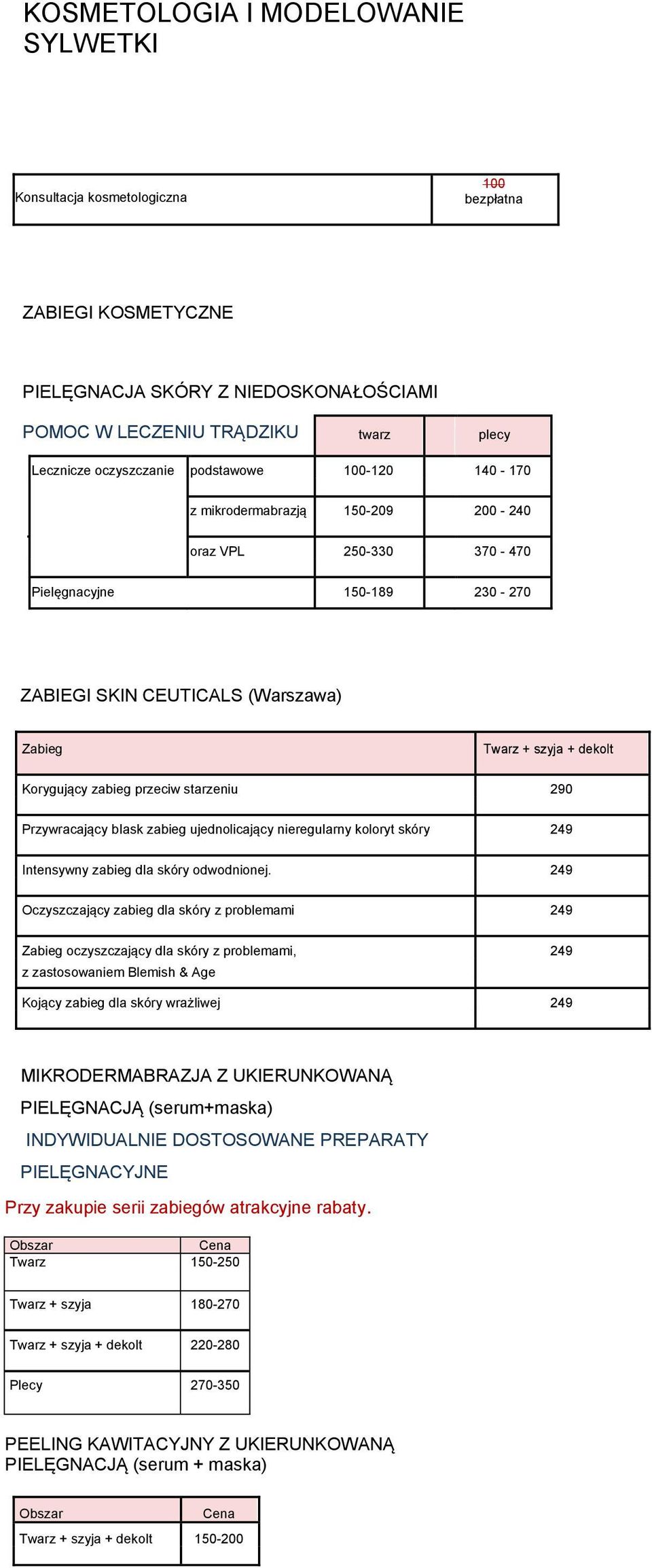 przeciw starzeniu 290 Przywracający blask zabieg ujednolicający nieregularny koloryt skóry 249 Intensywny zabieg dla skóry odwodnionej.