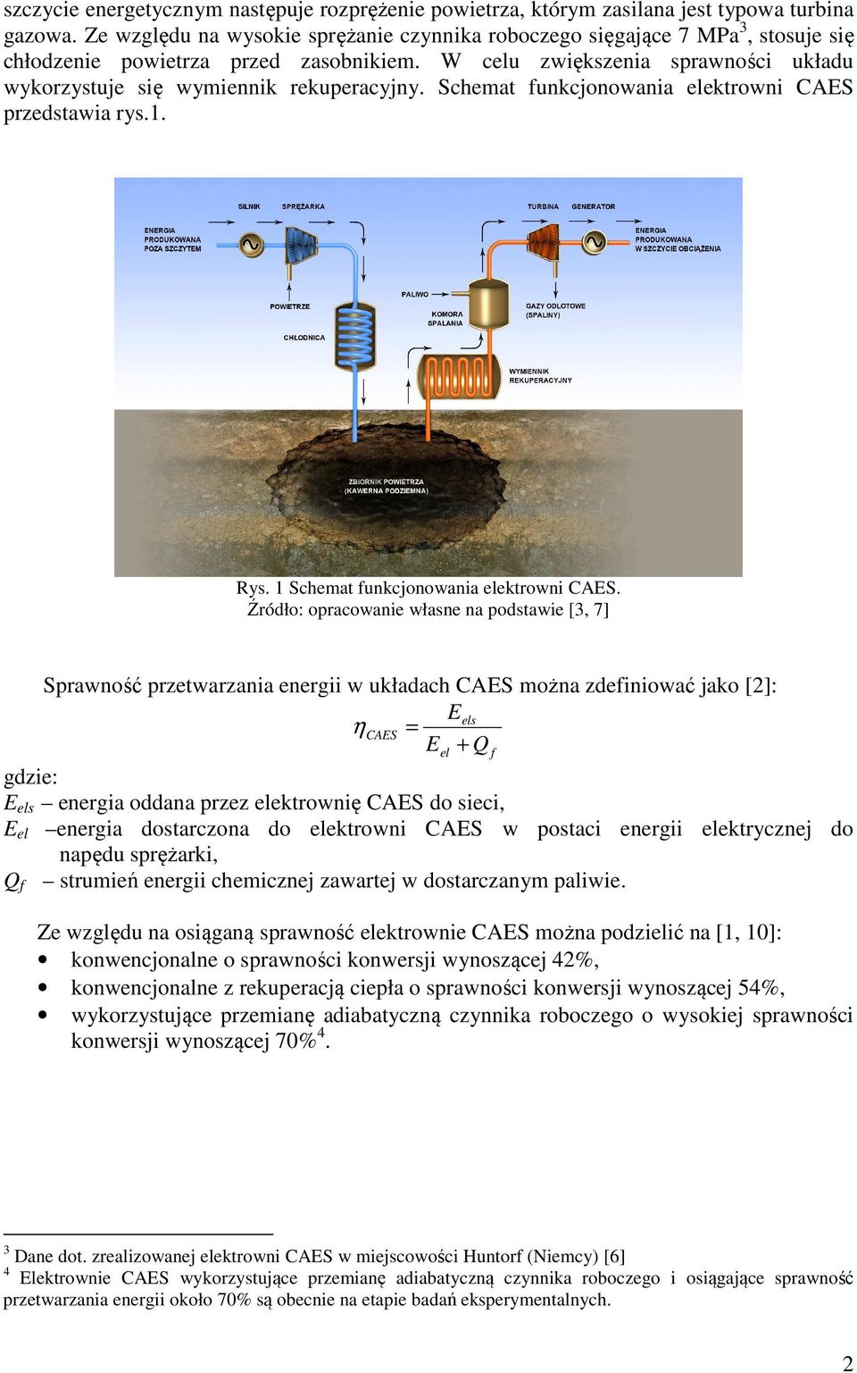 Schemat funkcjonowania elektrowni CAES przedstawia rys.1. Rys. 1 Schemat funkcjonowania elektrowni CAES.