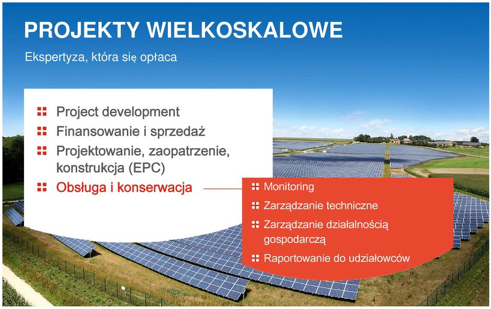 konstrukcja (EPC) Obsługa i konserwacja Monitoring Zarządzanie