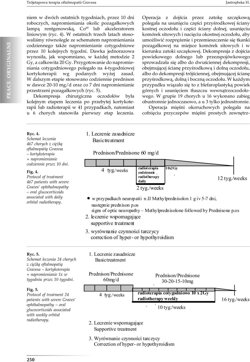 W ostatnich trzech latach stosowaliśmy równolegle ze schematem napromieniania codziennego także napromienianie cotygodniowe przez 10 kolejnych tygodni.