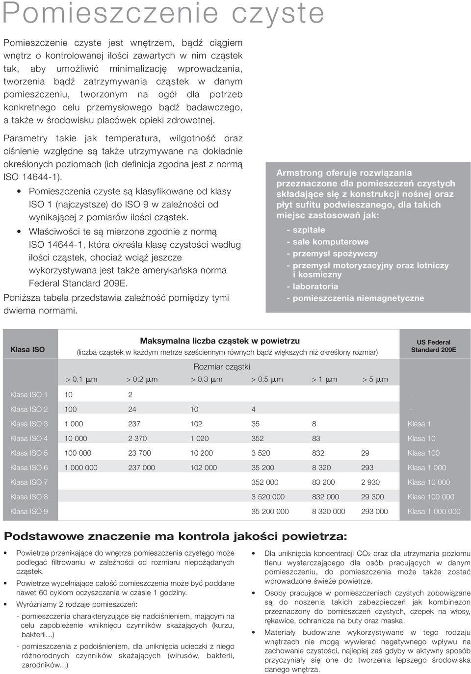 Parametry takie jak temperatura, wilgotność oraz ciśnienie względne są także utrzymywane na dokładnie określonych poziomach (ich definicja zgodna jest z normą ISO 14644-1).