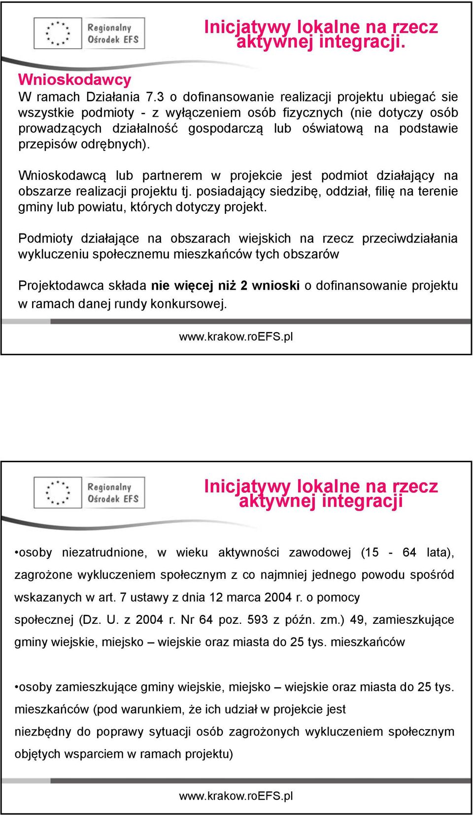 odrębnych). Wnioskodawcą lub partnerem w projekcie jest podmiot działający na obszarze realizacji projektu tj.