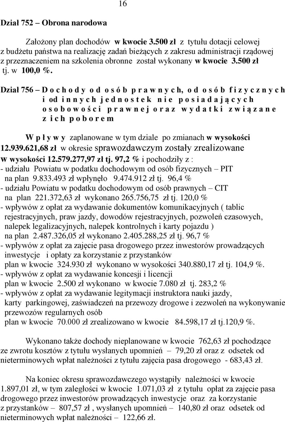 Dział 756 D o c h o d y o d o s ó b p r a w n y c h, o d o s ó b f i z y c z n y c h i od i n n y c h j e d n o s t e k n i e p o s i a d a j ą c y c h o s o b o w o ś c i p r a w n e j o r a z w y d