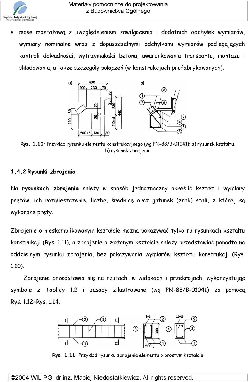 10: Przykład rysunku elementu konstrukcyjnego (wg PN-88/B-01041