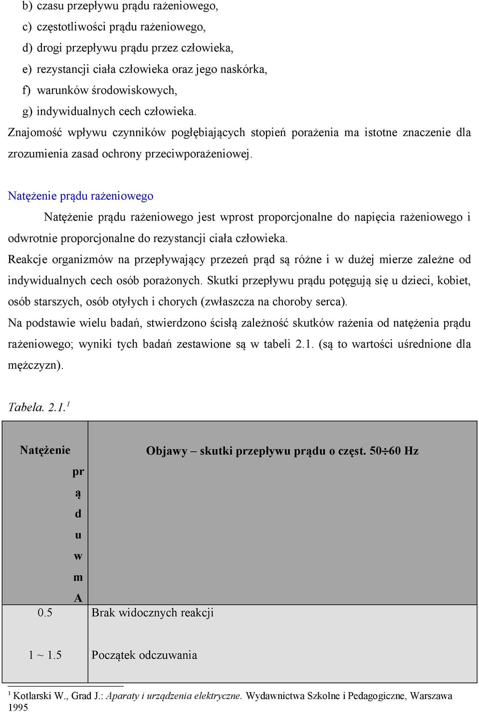 Natężenie prądu rażeniowego Natężenie prądu rażeniowego jest wprost proporcjonalne do napięcia rażeniowego i odwrotnie proporcjonalne do rezystancji ciała człowieka.