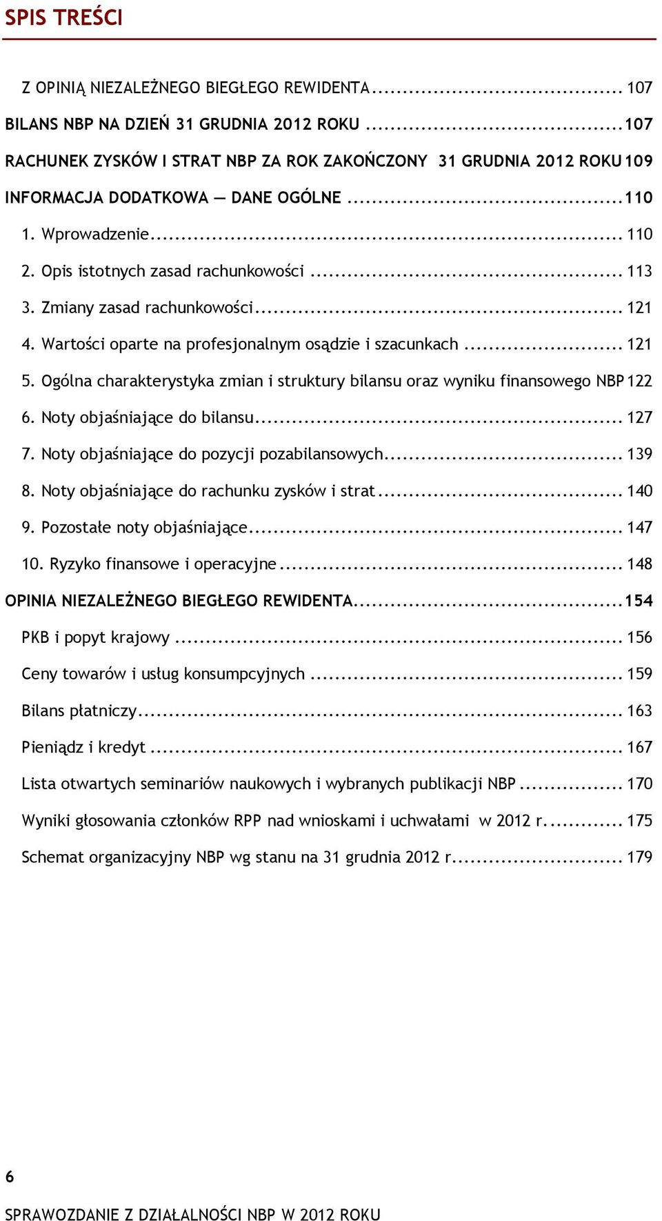 Zmiany zasad rachunkowości... 121 4. Wartości oparte na profesjonalnym osądzie i szacunkach... 121 5. Ogólna charakterystyka zmian i struktury bilansu oraz wyniku finansowego NBP 122 6.
