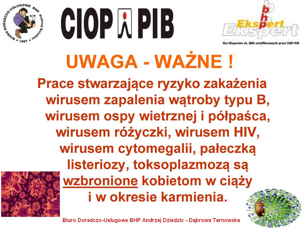 B, wirusem ospy wietrznej i półpaśca, wirusem różyczki, wirusem