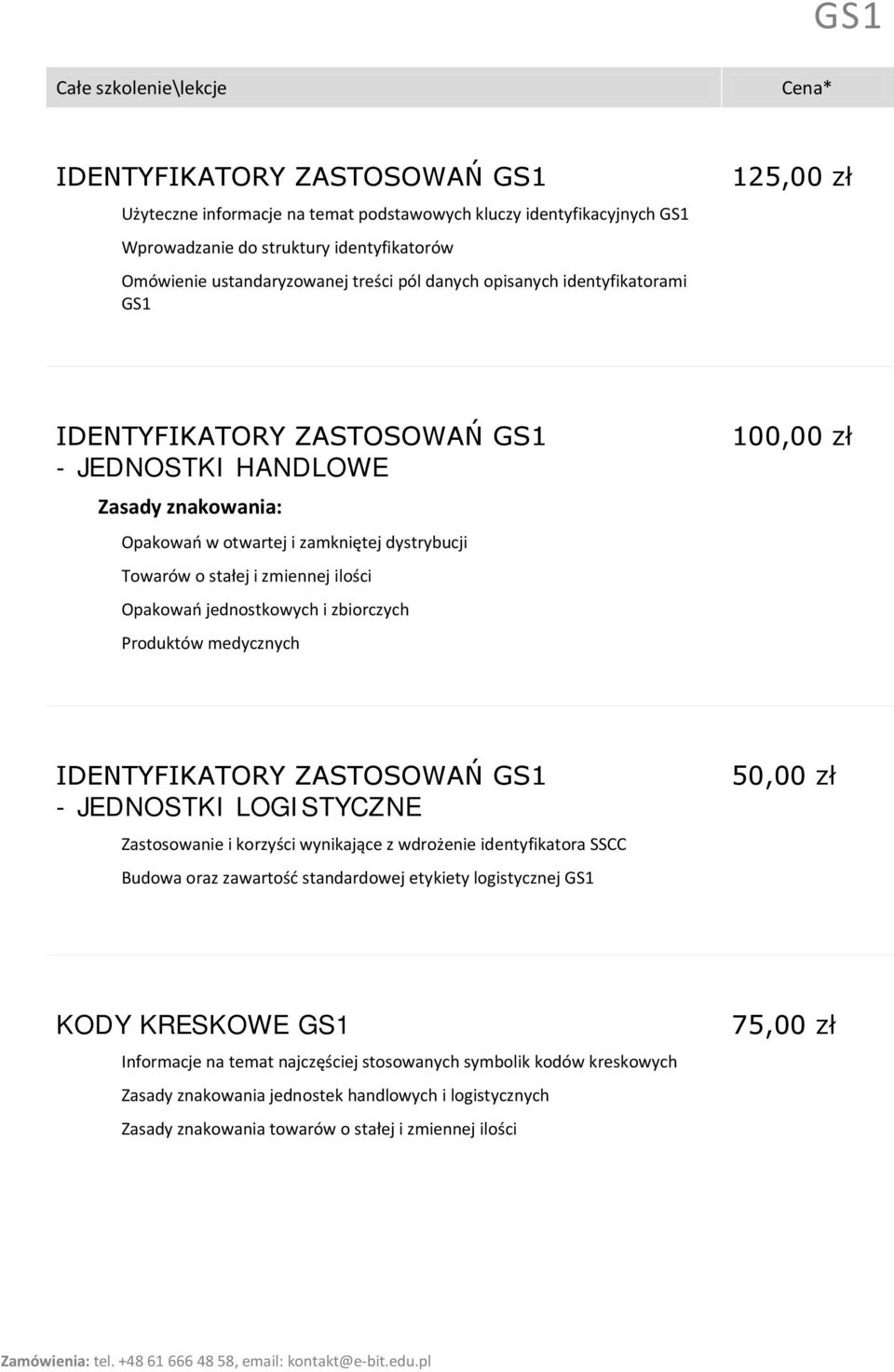 jednostkowych i zbiorczych Produktów medycznych 100,00 zł IDENTYFIKATORY ZASTOSOWAŃ GS1 - JEDNOSTKI LOGISTYCZNE Zastosowanie i korzyści wynikające z wdrożenie identyfikatora SSCC Budowa oraz