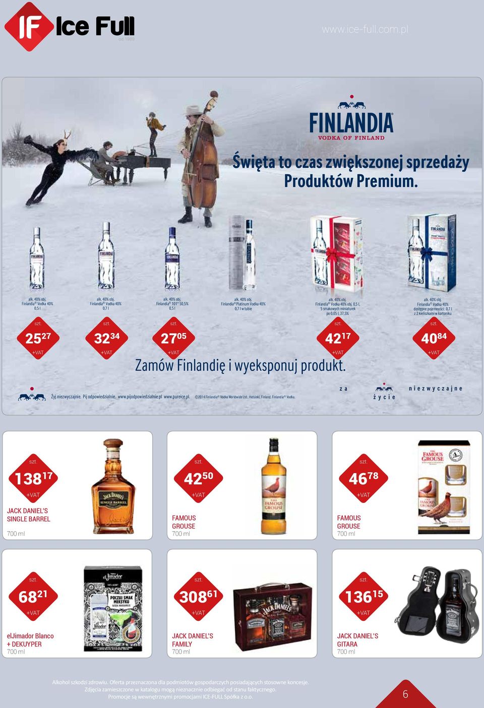 za Żyj niezwyczajnie. Pij odpowiedzialnie. www.pijodpowiedzialnie.pl www.pureice.pl. 2014 Finlandia Vodka 