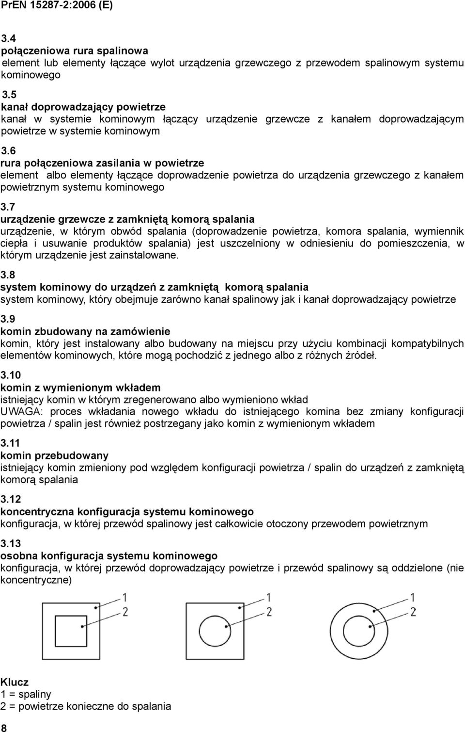 6 rura połączeniowa zasilania w powietrze element albo elementy łączące doprowadzenie powietrza do urządzenia grzewczego z kanałem powietrznym systemu kominowego 3.