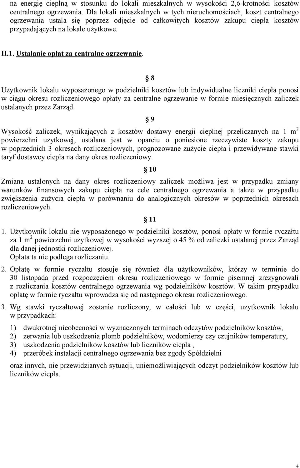Ustalanie opłat za centralne ogrzewanie.