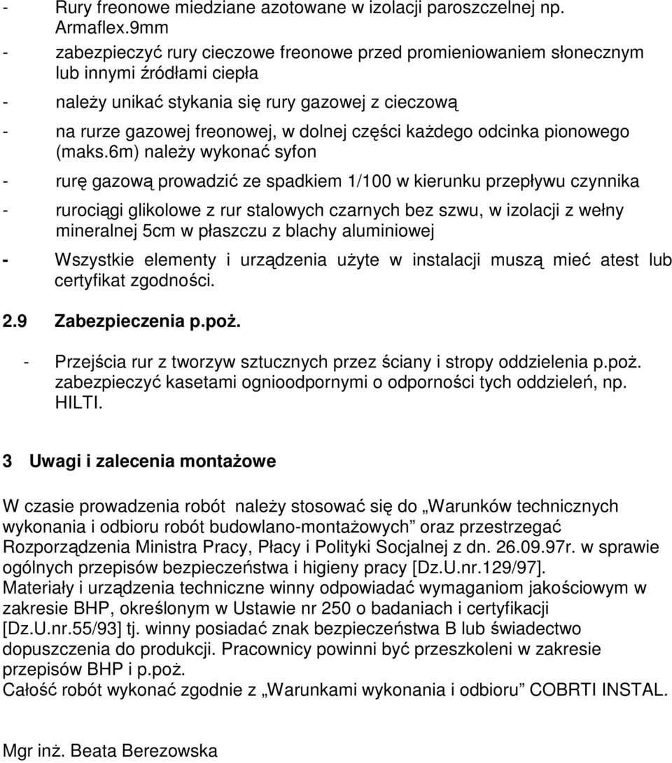 części kaŝdego odcinka pionowego (maks.