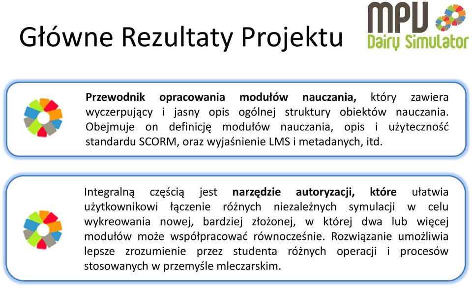 Integralną częścią jest narzędzie autoryzacji, które ułatwia użytkownikowi łączenie różnych niezależnych symulacji w celu wykreowania nowej, bardziej