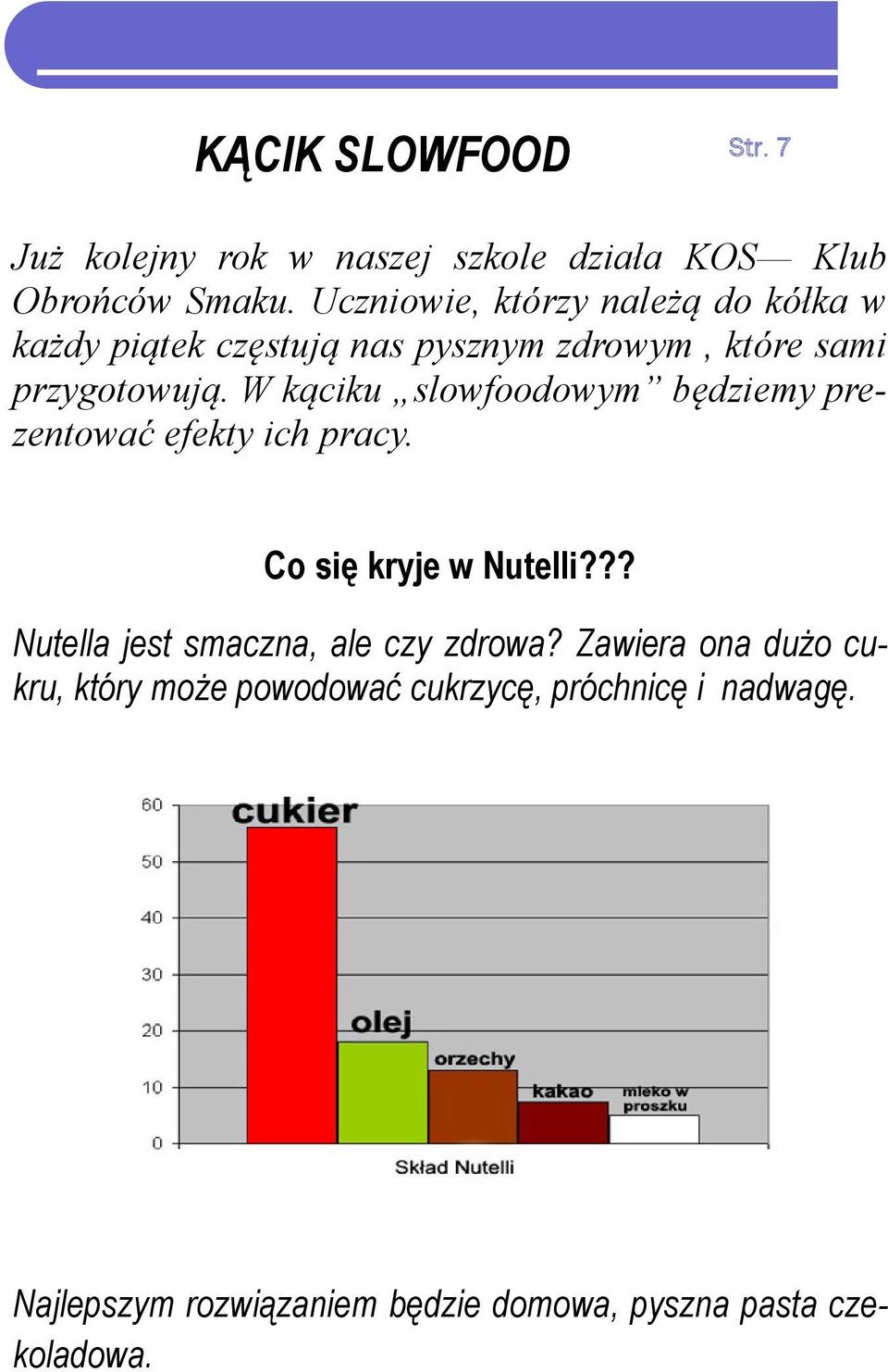 W kąciku slowfoodowym będziemy prezentować efekty ich pracy. Co się kryje w Nutelli?