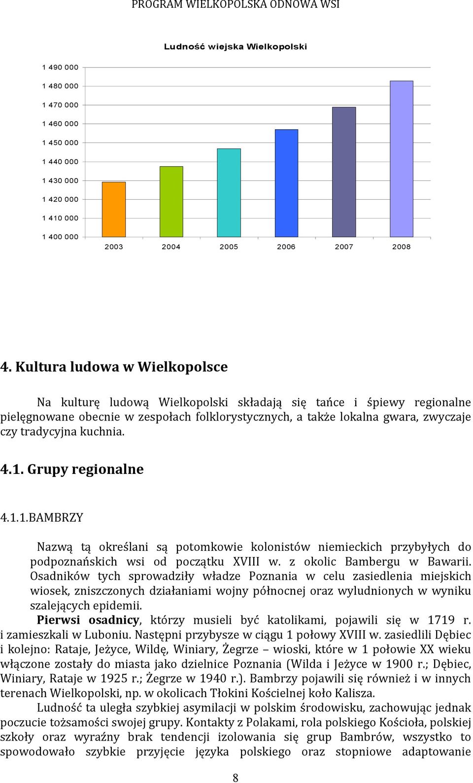 kuchnia. 4.1. Grupy regionalne 4.1.1.BAMBRZY Nazwą tą określani są potomkowie kolonistów niemieckich przybyłych do podpoznańskich wsi od początku XVIII w. z okolic Bambergu w Bawarii.