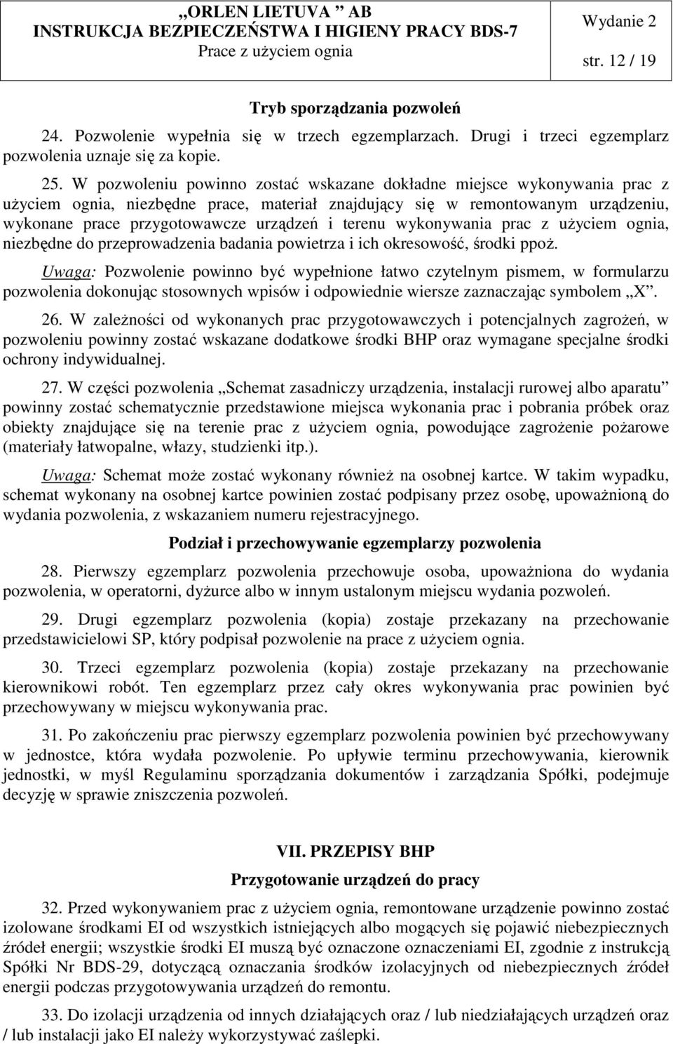 terenu wykonywania prac z użyciem ognia, niezbędne do przeprowadzenia badania powietrza i ich okresowość, środki ppoż.