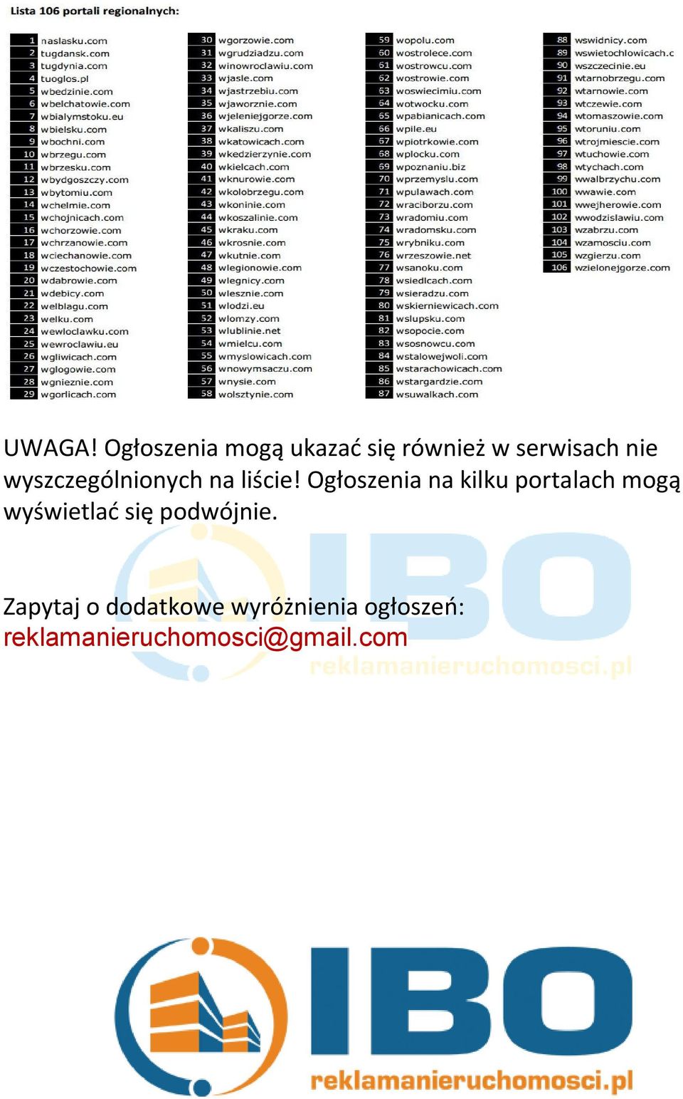 wyszczególnionych na liście!