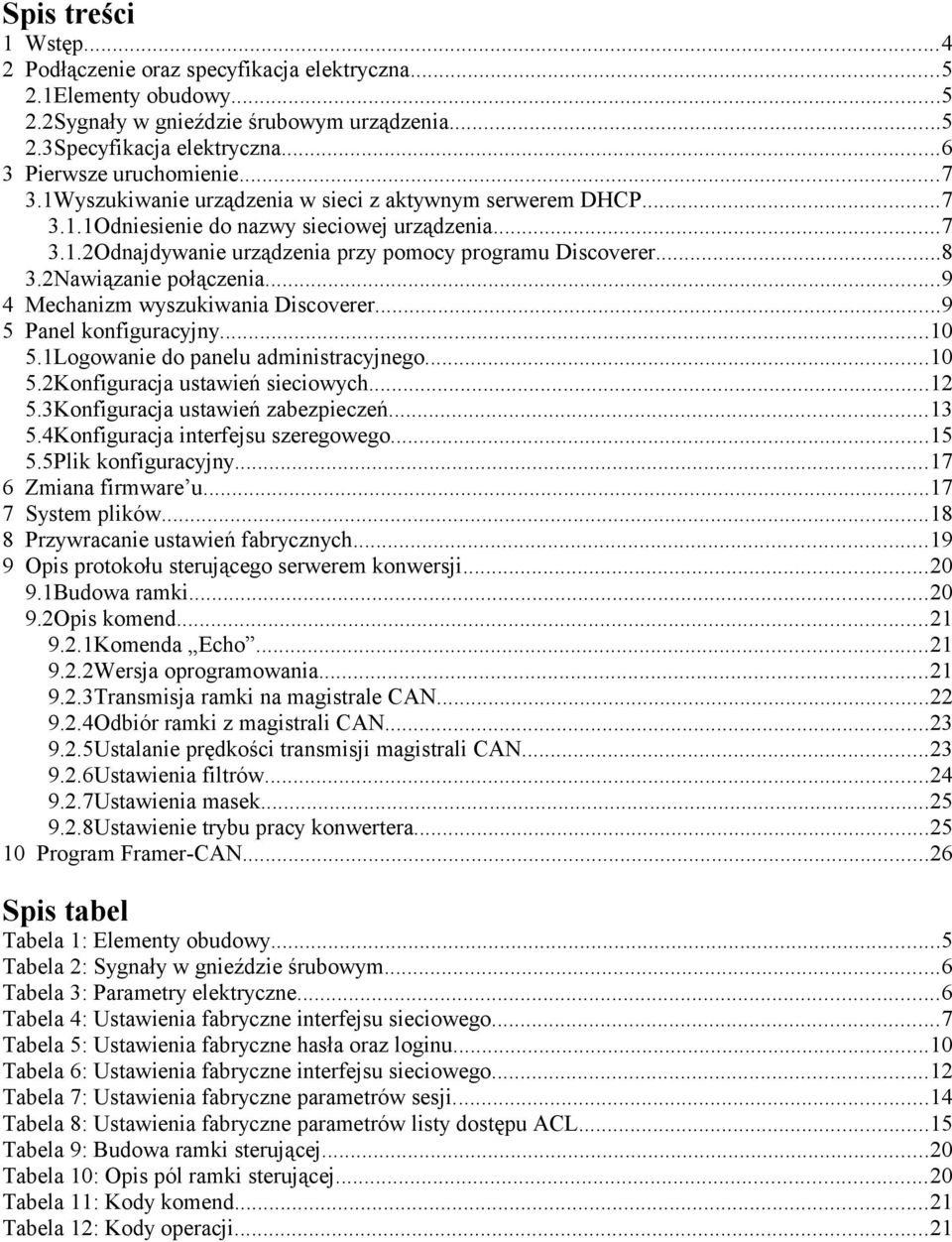 2Nawiązanie połączenia...9 4 Mechanizm wyszukiwania Discoverer...9 5 Panel konfiguracyjny...10 5.1Logowanie do panelu administracyjnego...10 5.2Konfiguracja ustawień sieciowych...12 5.