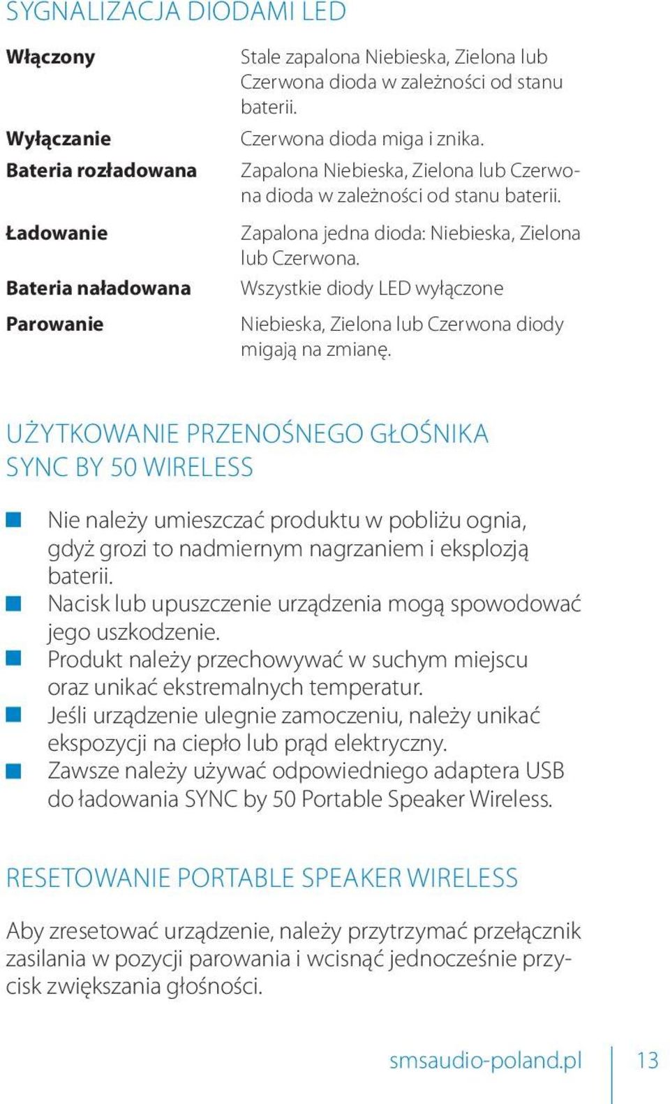 Wszystkie diody LED wyłączone Niebieska, Zielona lub Czerwona diody migają na zmianę.