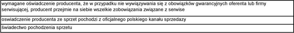 siebie wszelkie zobowiązania związane z serwise oswiadczenie ze sprzet