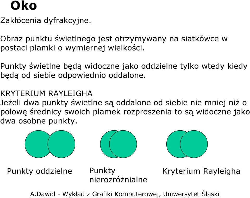 Punkty świetlne będą widoczne jako oddzielne tylko wtedy kiedy będą od siebie odpowiednio oddalone.