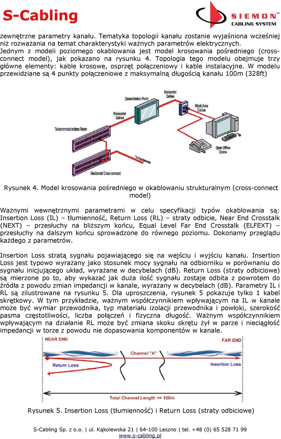 Topologia tego modelu obejmuje trzy główne elementy: kable krosowe, osprzęt połączeniowy i kable instalacyjne.