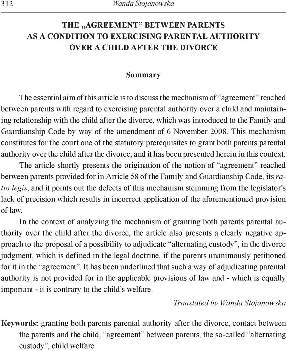 Family and Guardianship Code by way of the amendment of 6 November 2008.