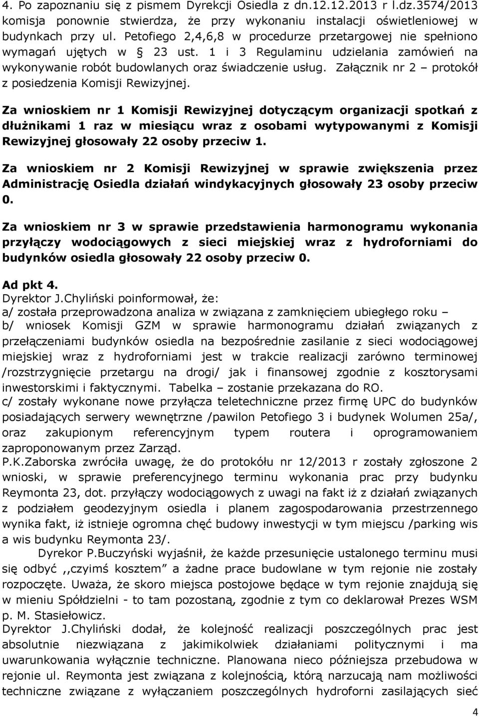 Załącznik nr 2 protokół z posiedzenia Komisji Rewizyjnej.