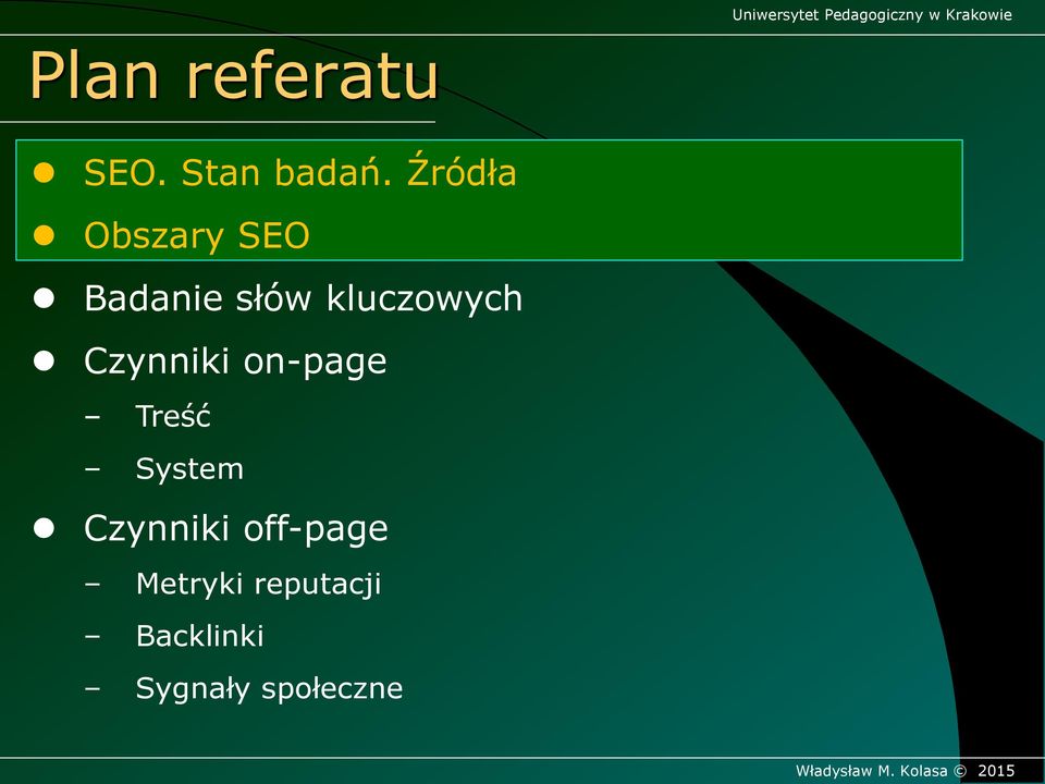 kluczowych Czynniki on-page Treść System