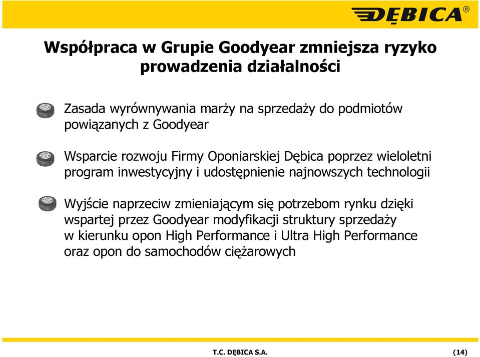 najnowszych technologii Wyjście naprzeciw zmieniającym się potrzebom rynku dzięki wspartej przez Goodyear modyfikacji