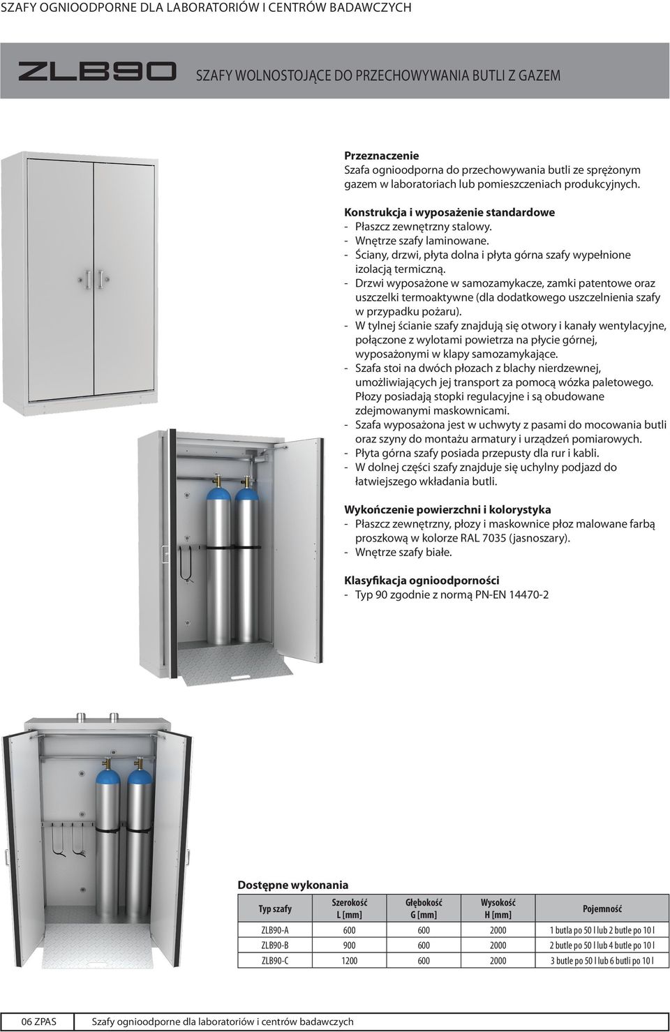 - Drzwi wyposażone w samozamykacze, zamki patentowe oraz uszczelki termoaktywne (dla dodatkowego uszczelnienia szafy w przypadku pożaru).