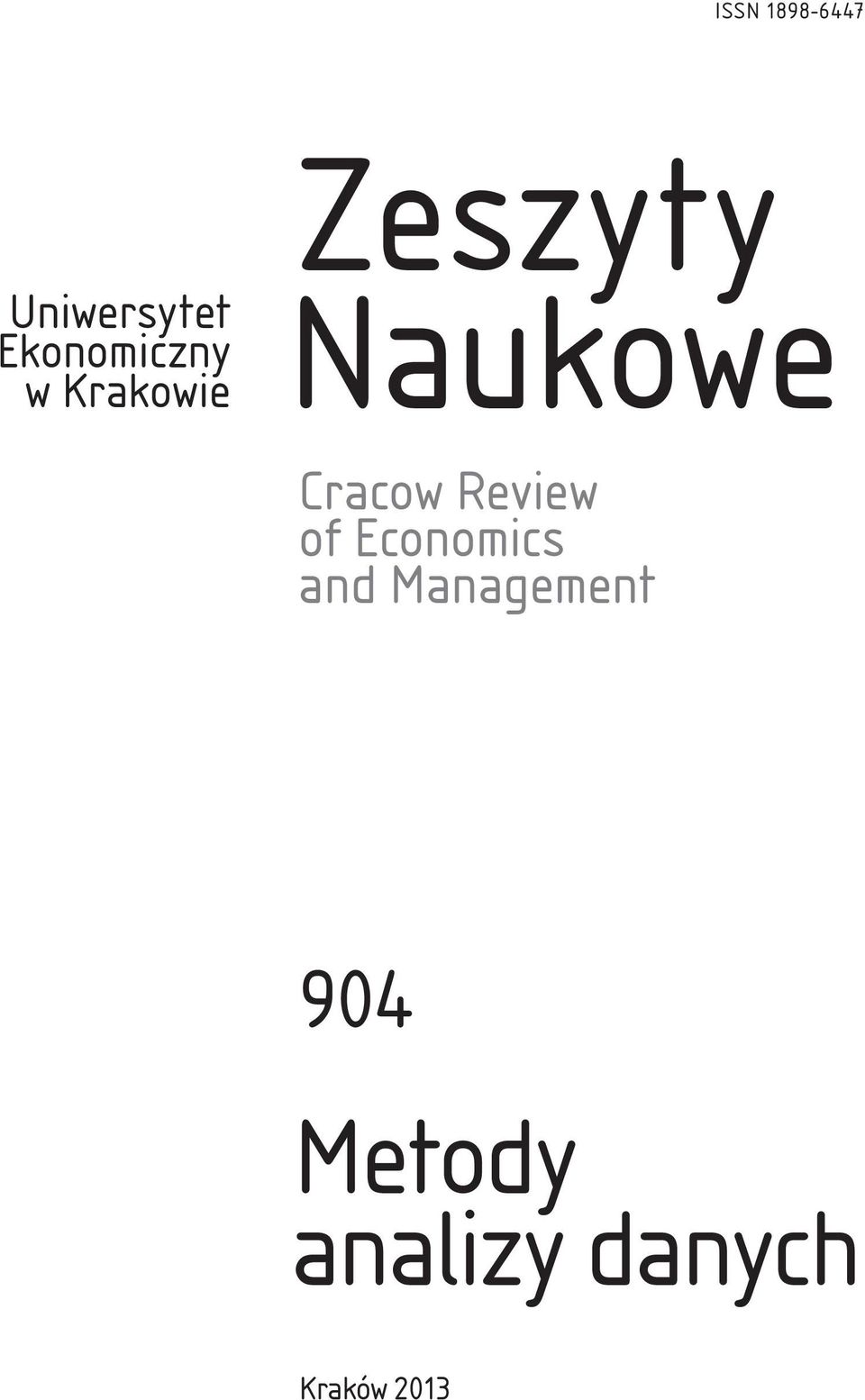 Naukowe Cracow Review of Economics