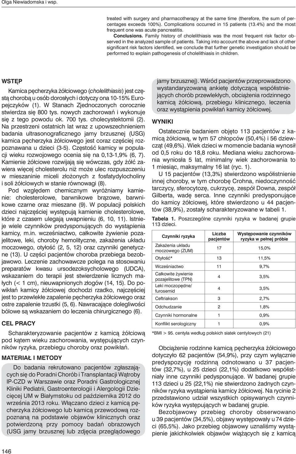 Taking into account the above and lack of other significant risk factors identified, we conclude that further genetic investigation should be performed to explain pathogenesis of cholelithiasis in