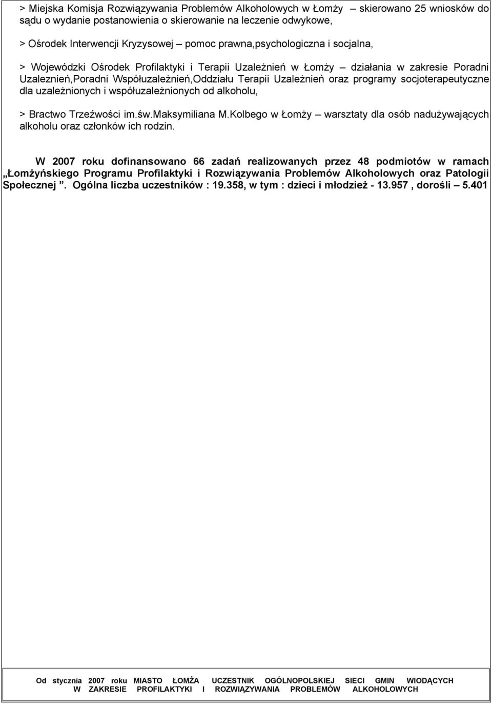 programy socjoterapeutyczne dla uzależnionych i współuzależnionych od alkoholu, > Bractwo Trzeźwości im.św.maksymiliana M.