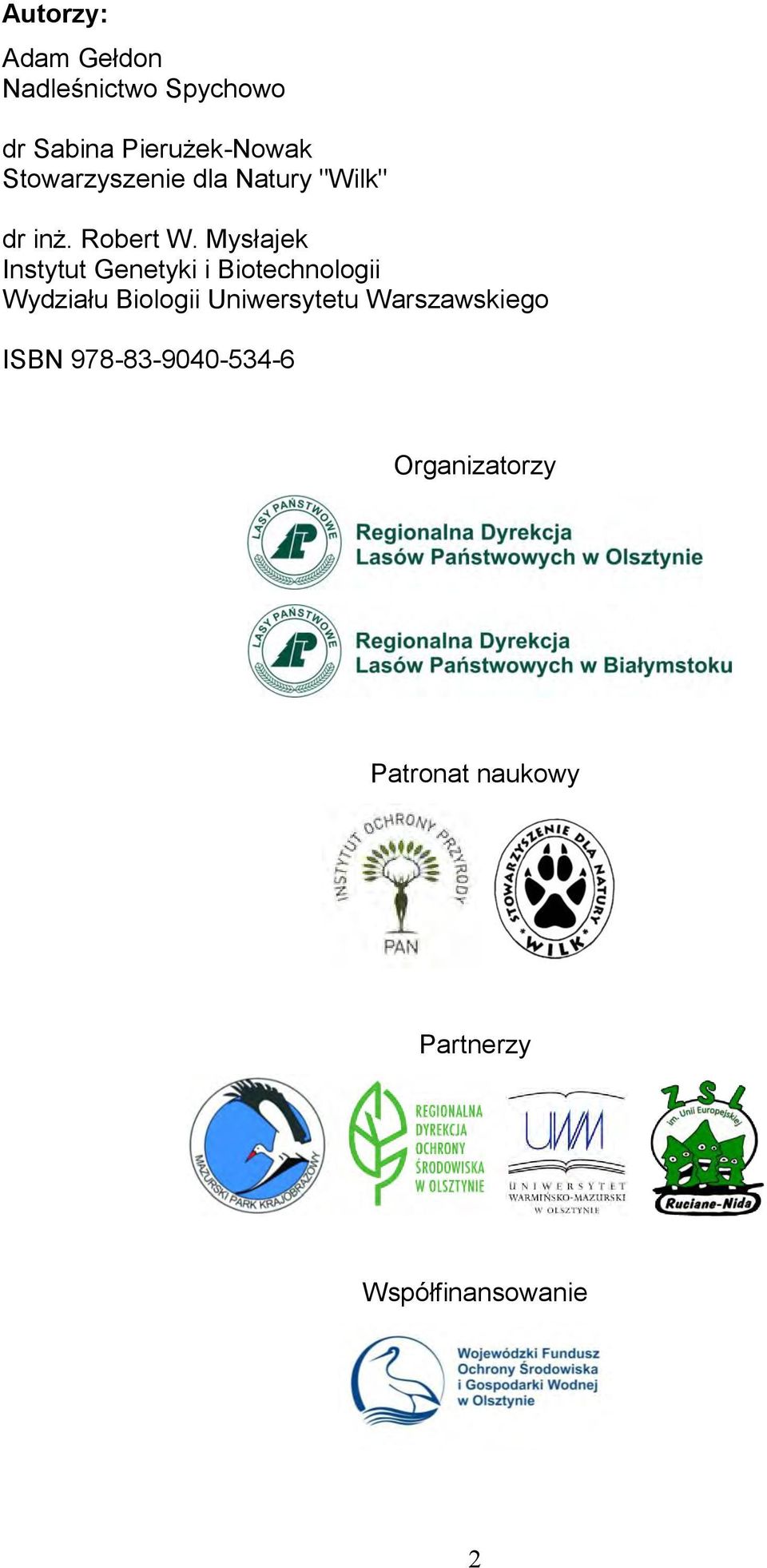 Mysłajek Instytut Genetyki i Biotechnologii Wydziału Biologii