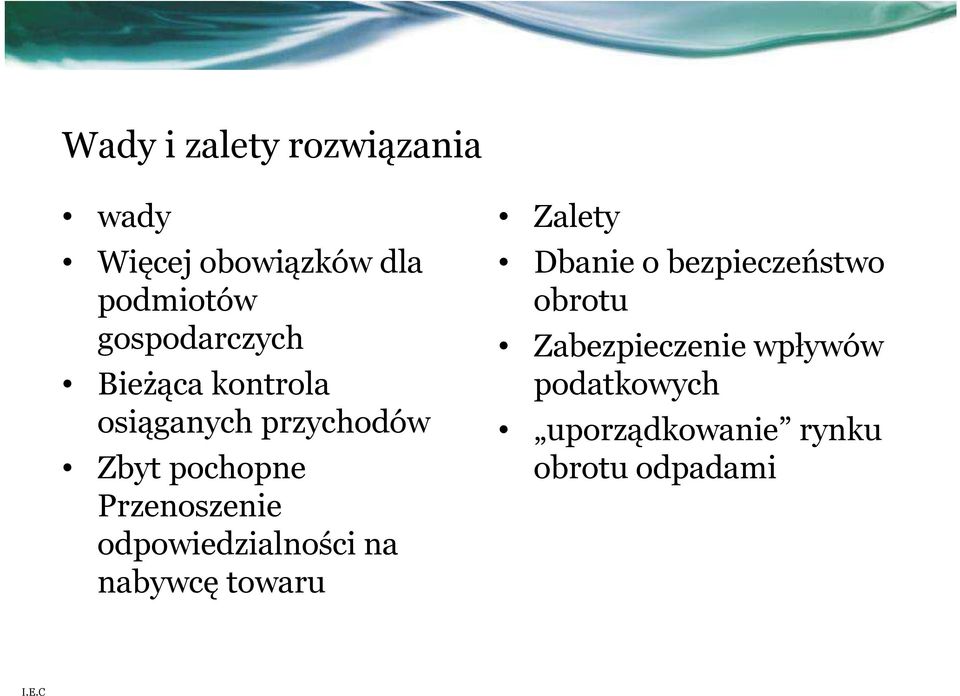 Przenoszenie odpowiedzialności na nabywcę towaru Zalety Dbanie o