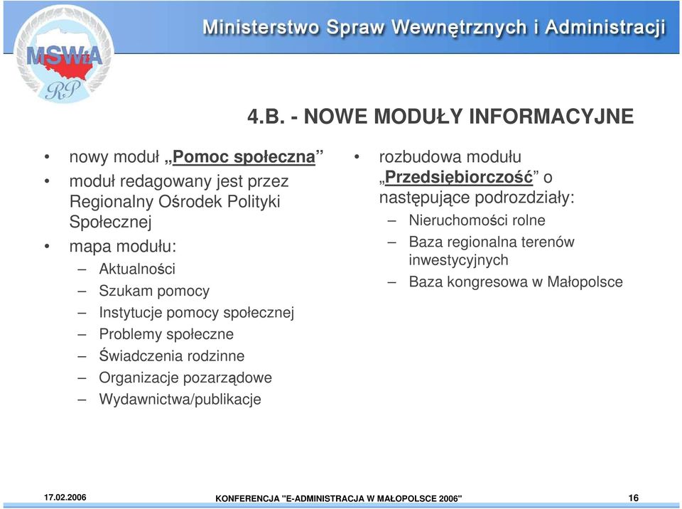 Organizacje pozarządowe Wydawnictwa/publikacje rozbudowa modułu Przedsiębiorczość o następujące podrozdziały: Nieruchomości