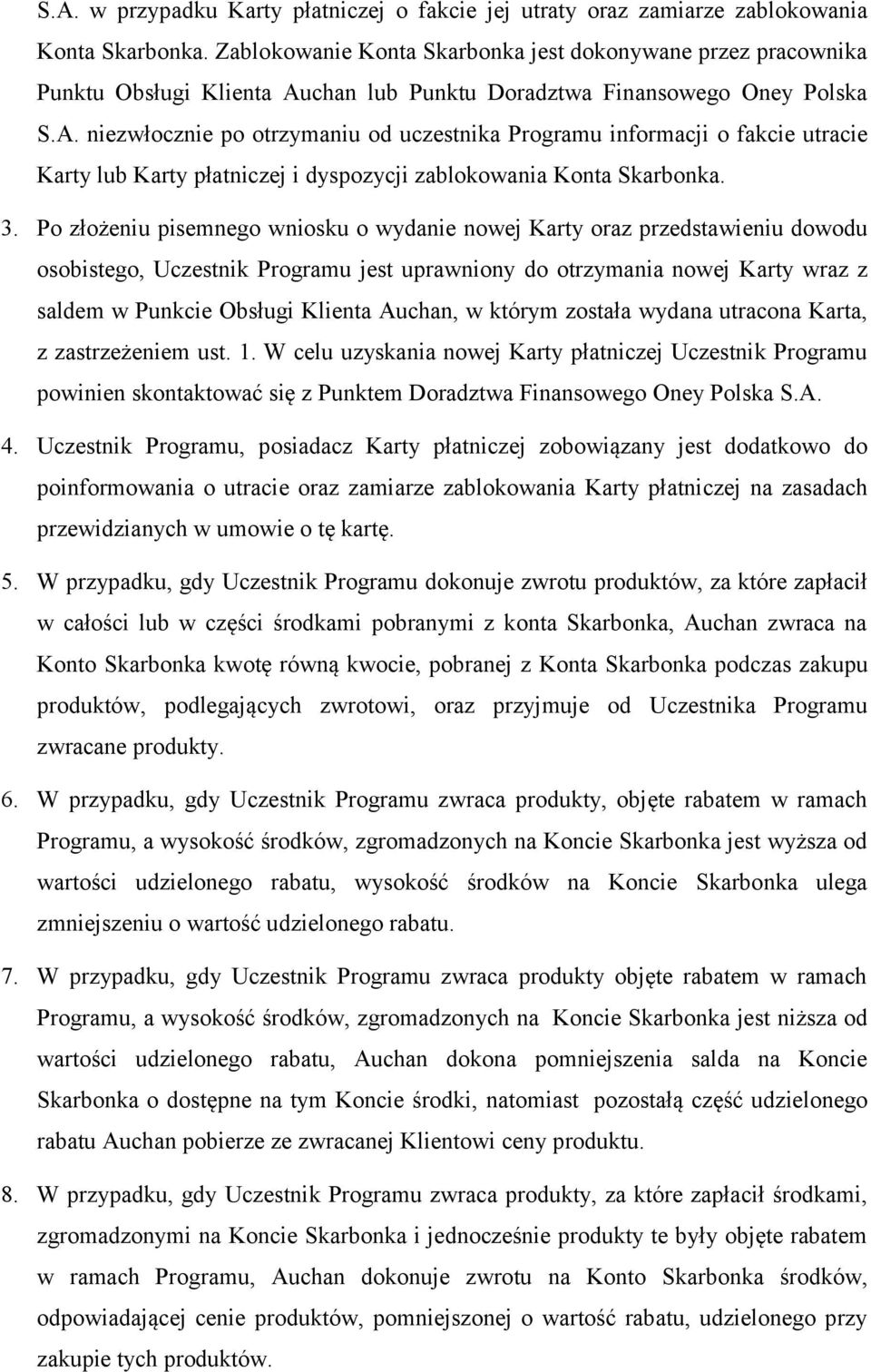 Regulamin programu oszczędnościowego Skarbonka, realizowanego przez Auchan  Polska Sp. z o.o. - PDF Darmowe pobieranie