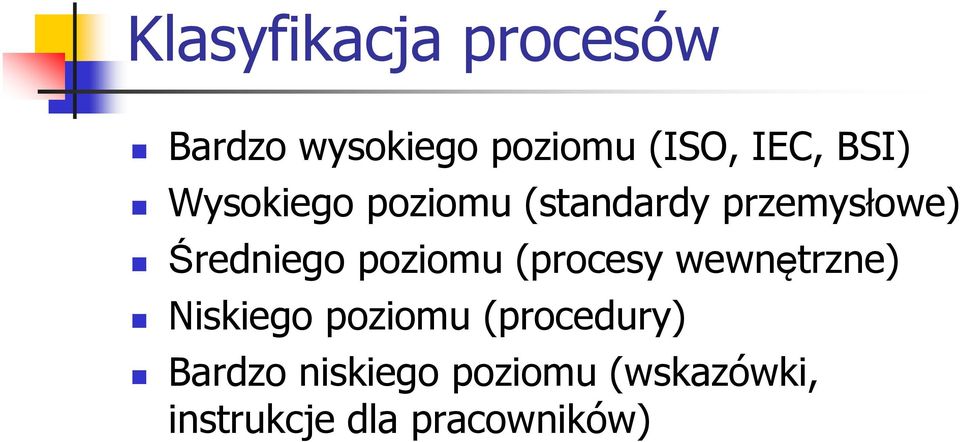 poziomu (procesy wewnętrzne) iskiego poziomu (procedury)