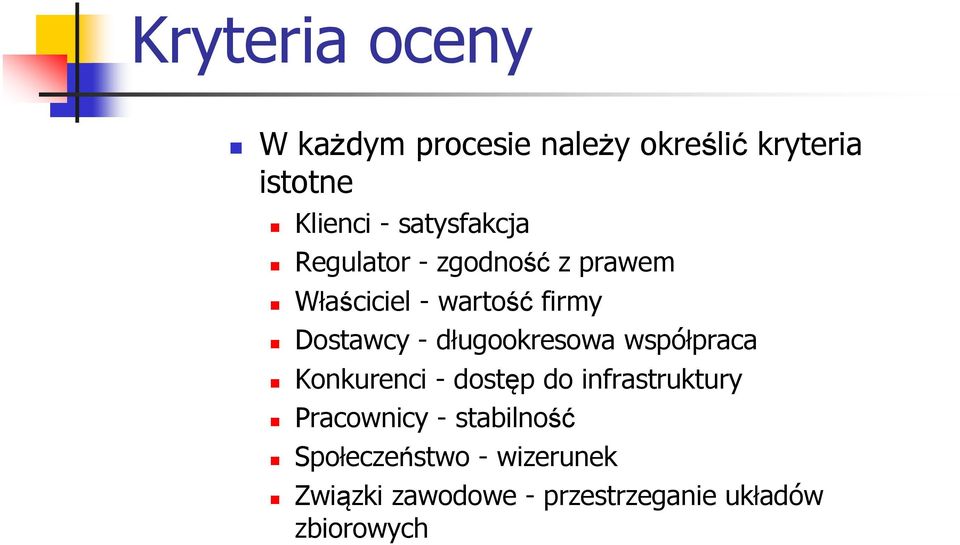 długookresowa współpraca Konkurenci - dostęp do infrastruktury Pracownicy -