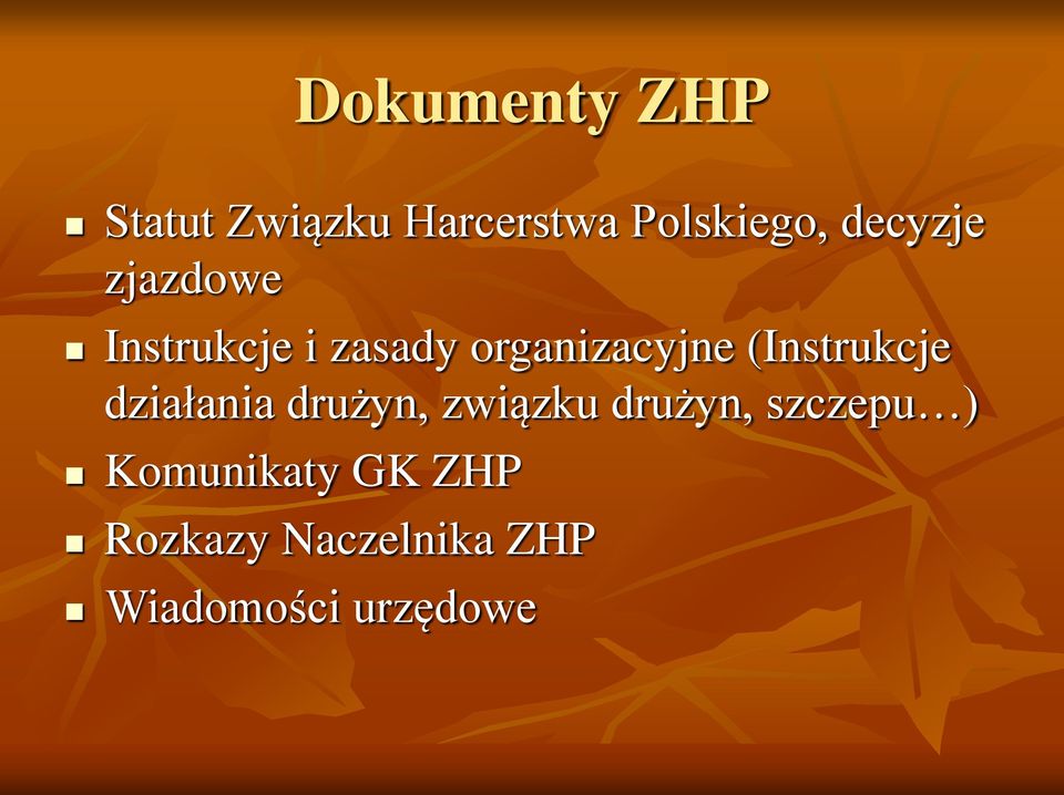 (Instrukcje działania drużyn, związku drużyn, szczepu