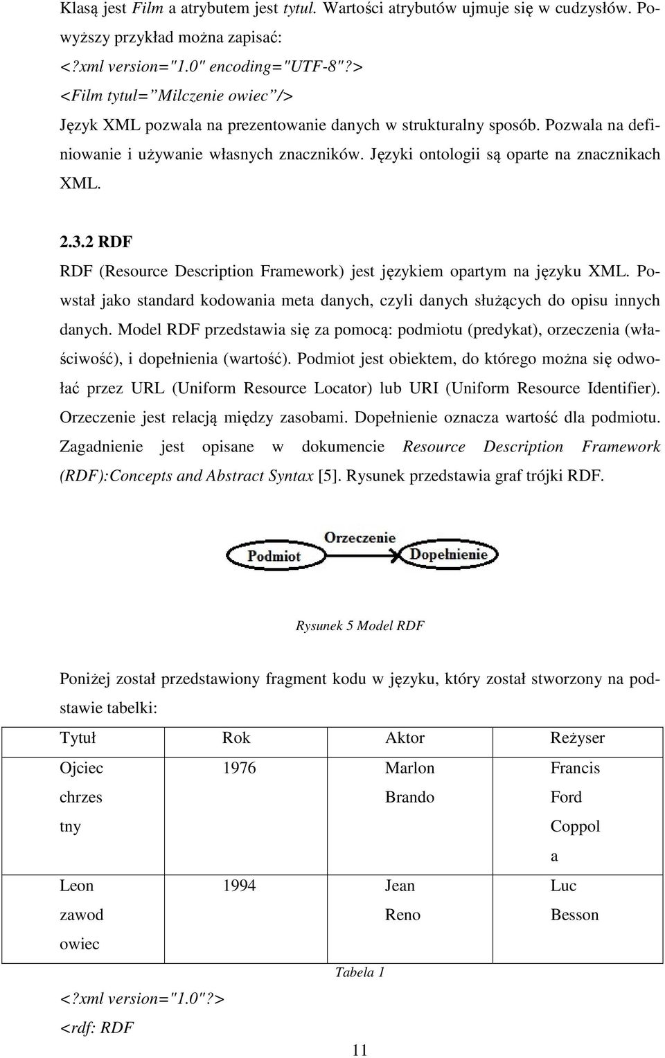 Języki ontologii są oparte na znacznikach XML. 2.3.2 RDF RDF (Resource Description Framework) jest językiem opartym na języku XML.
