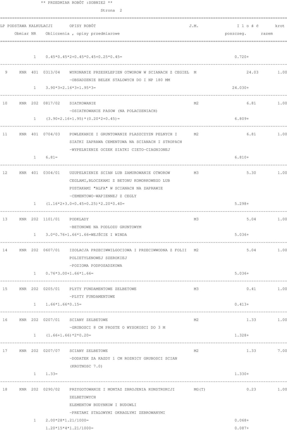 809+ 11 KNR 401 0704/03 POWLEKANIE I GRUNTOWANIE PLASZCZYZN PELNYCH I M2 6.81 1.00 SIATKI ZAPRAWA CEMENTOWA NA SCIANACH I STROPACH -WYPELNIENIE OCZEK SIATKI CIETO-CIAGNIONEJ 1 6.81= 6.