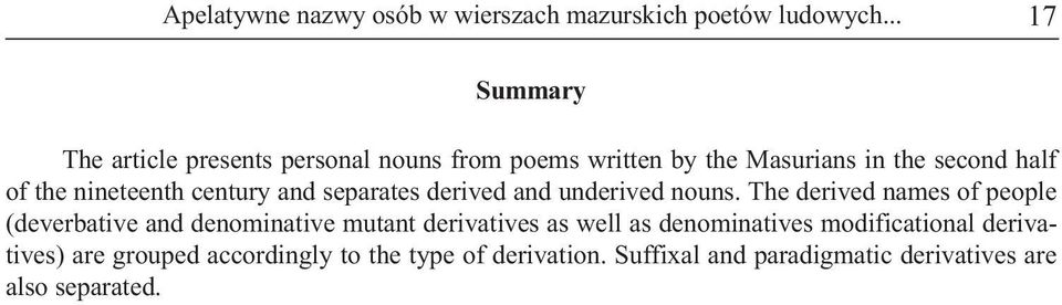 nineteenth century and separates derived and underived nouns.