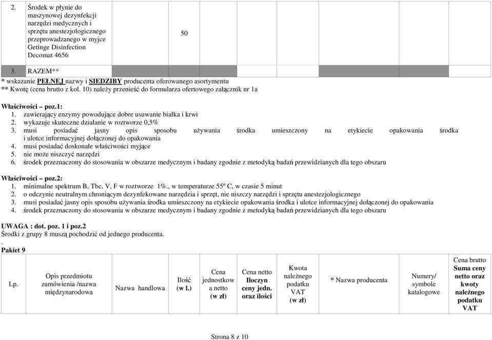 musi posiadać jasny opis sposobu używania środka umieszczony na etykiecie opakowania środka i ulotce informacyjnej dołączonej do opakowania 4. musi posiadać doskonałe właściwości myjące 5.