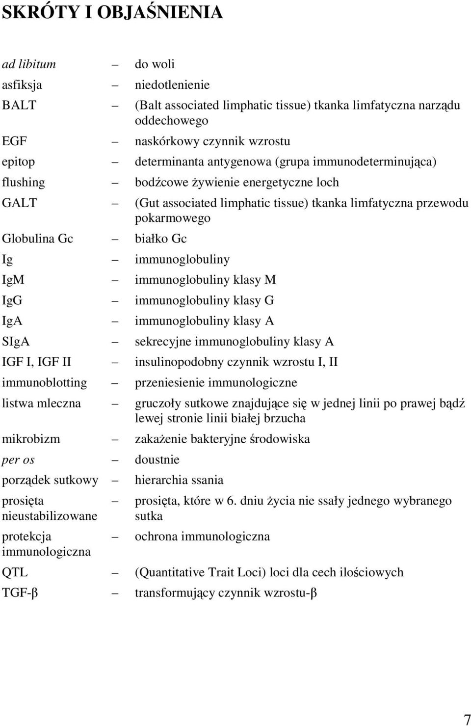 M IgG immuoglobuliy klasy G IgA immuoglobuliy klasy A SIgA sekrecyje immuoglobuliy klasy A IGF I, IGF II isuliopodoby czyik wzrostu I, II immuoblottig przeiesieie immuologicze listwa mlecza gruczoły